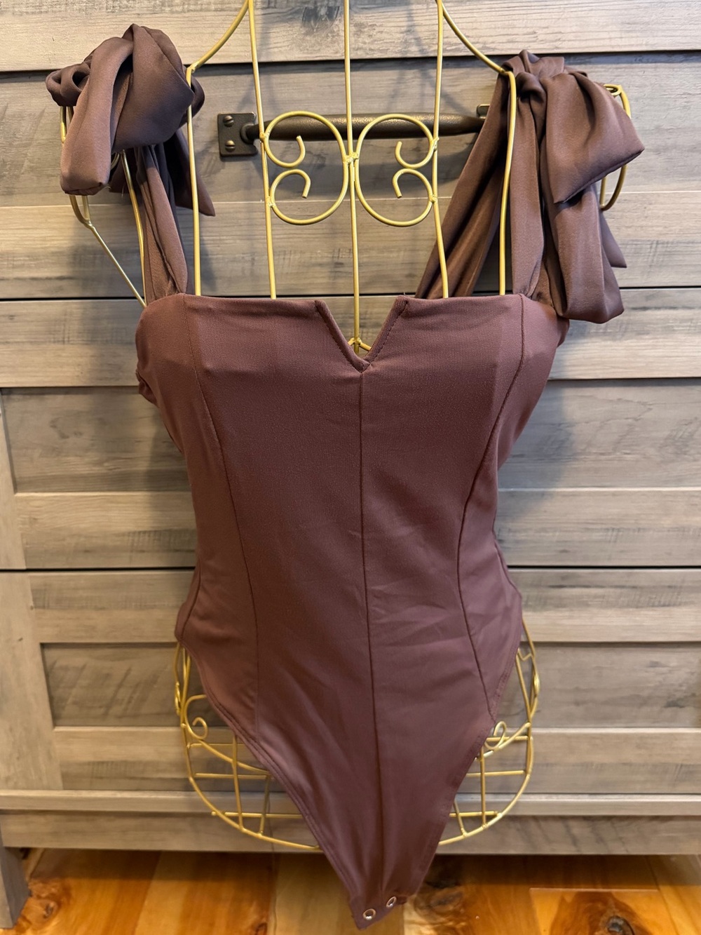 NWOT Pink Rose Tie-Shoulder Bodysuit